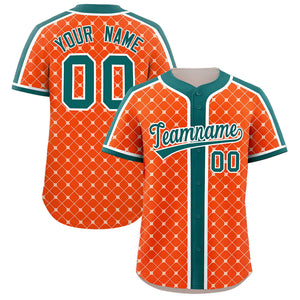 Custom Orange-White Plaid Design Authentic Baseball Jersey