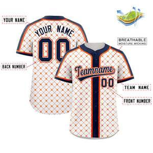 Custom White-Orange Plaid Design Authentic Baseball Jersey