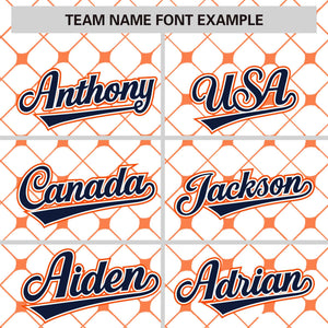 Custom White-Orange Plaid Design Authentic Baseball Jersey