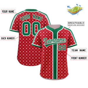 Custom Red-White Plaid Design Authentic Baseball Jersey