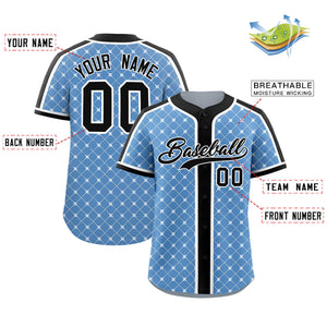 Custom Light Blue-White Plaid Design Authentic Baseball Jersey