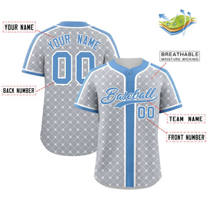 Custom Gray-White Plaid Design Authentic Baseball Jersey