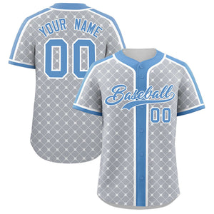 Custom Gray-White Plaid Design Authentic Baseball Jersey