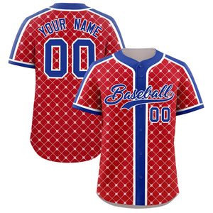 Custom Red-White Plaid Design Authentic Baseball Jersey