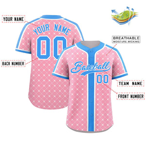 Custom Light Pink-White Plaid Design Authentic Baseball Jersey