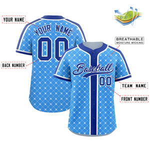 Custom Powder Blue-White Plaid Design Authentic Baseball Jersey