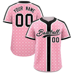 Custom Light Pink-White Plaid Design Authentic Baseball Jersey