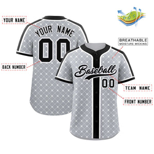 Custom Gray-White Plaid Design Authentic Baseball Jersey