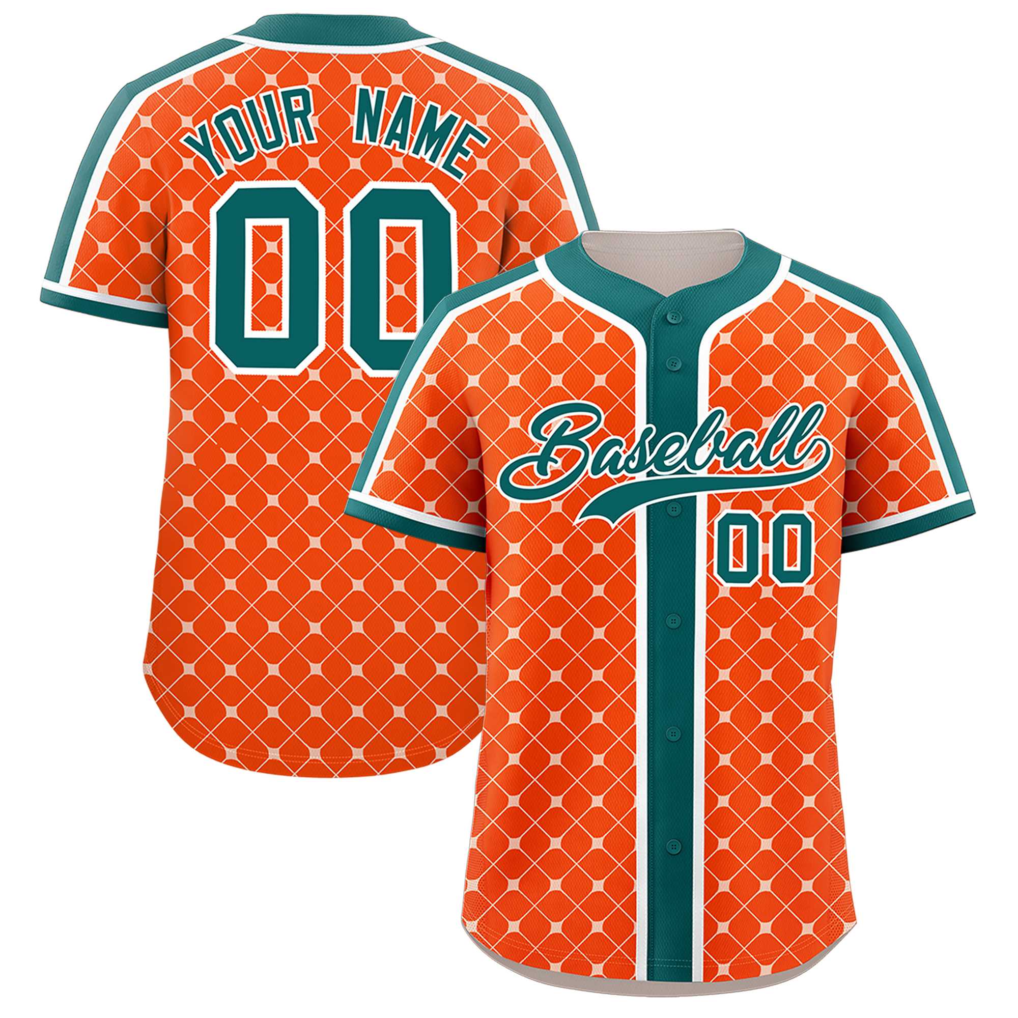 Custom Orange-White Plaid Design Authentic Baseball Jersey