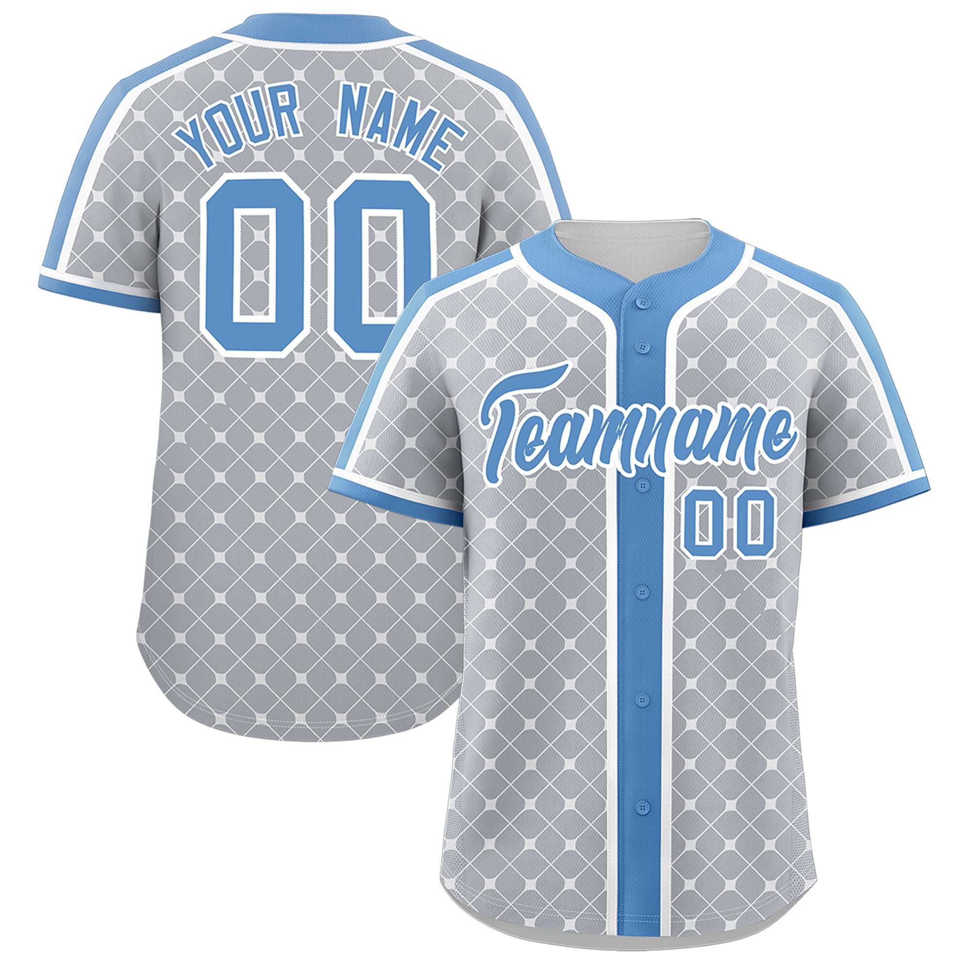 Custom Gray-White Plaid Design Authentic Baseball Jersey