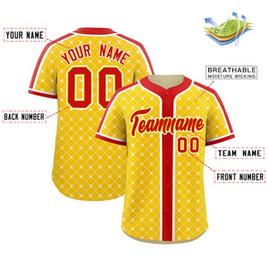 Custom Gold-White Plaid Design Authentic Baseball Jersey