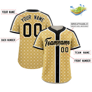 Custom Old Gold-White Plaid Design Authentic Baseball Jersey