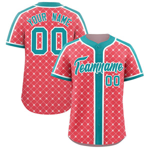 Custom Light Red-White Plaid Design Authentic Baseball Jersey