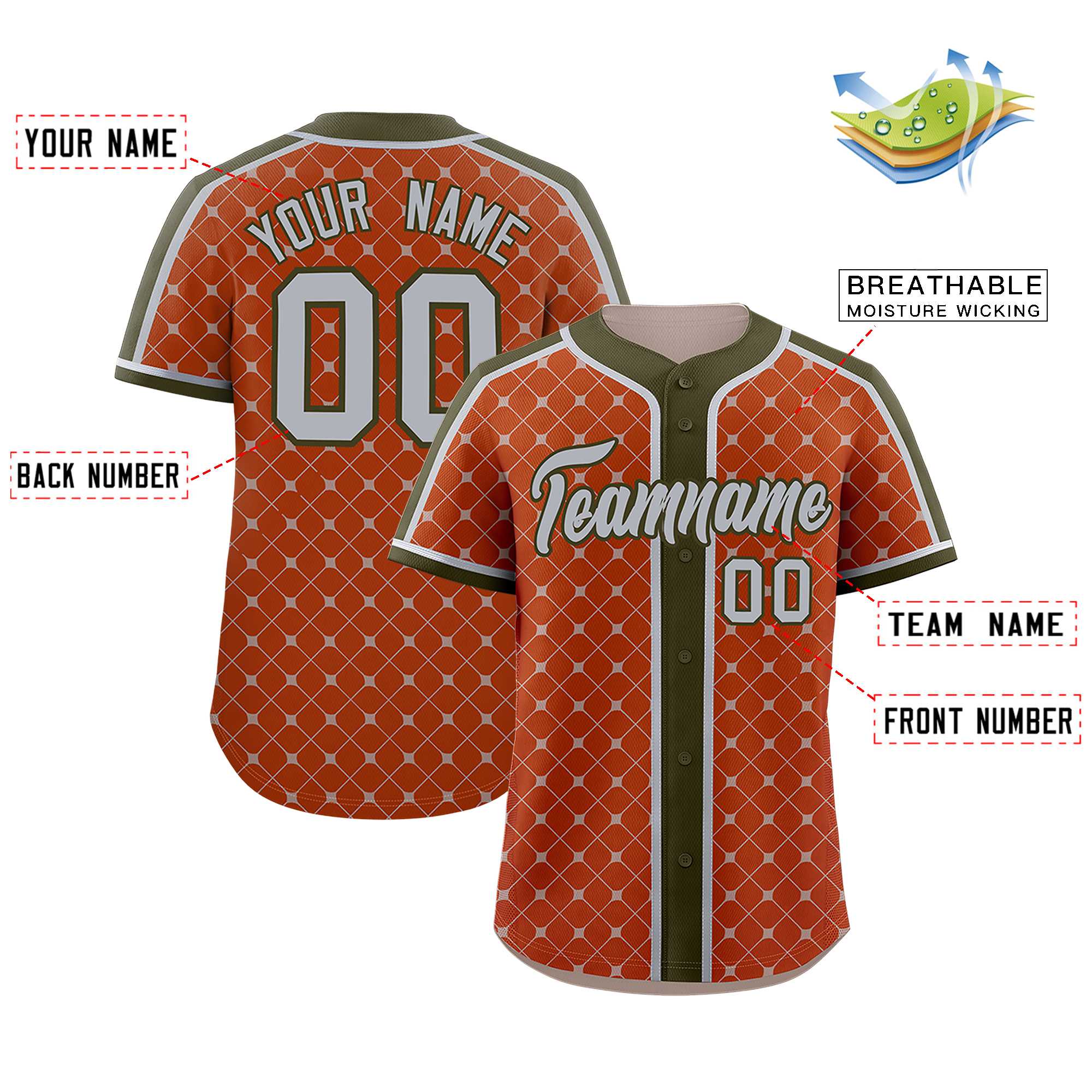 Custom Texas Orange-Gray Plaid Design Authentic Baseball Jersey