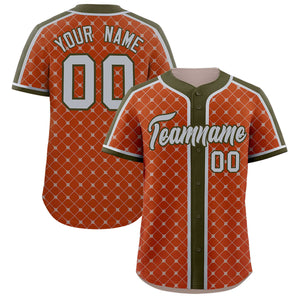 Custom Texas Orange-Gray Plaid Design Authentic Baseball Jersey