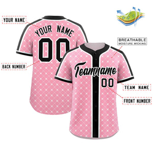 Custom Light Pink-White Plaid Design Authentic Baseball Jersey