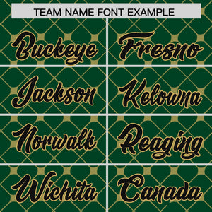 Custom Green-Old Gold Plaid Design Authentic Baseball Jersey