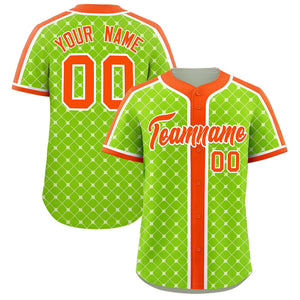 Custom Neon Green-White Plaid Design Authentic Baseball Jersey