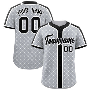 Custom Gray-White Plaid Design Authentic Baseball Jersey