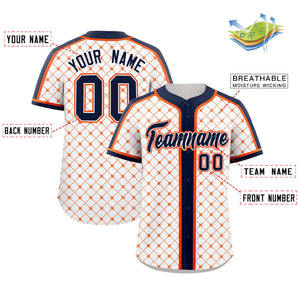 Custom White-Orange Plaid Design Authentic Baseball Jersey