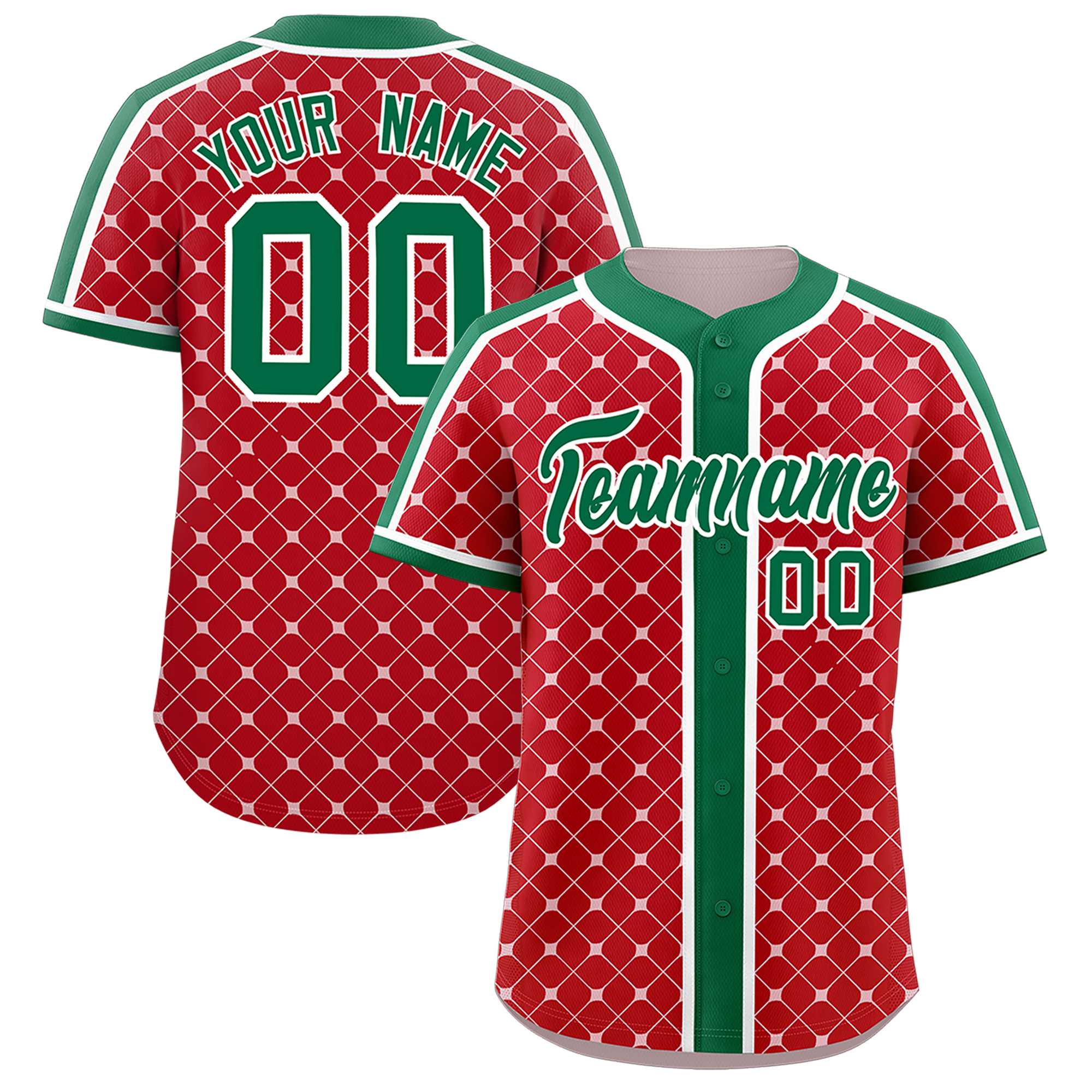 Custom Red-White Plaid Design Authentic Baseball Jersey