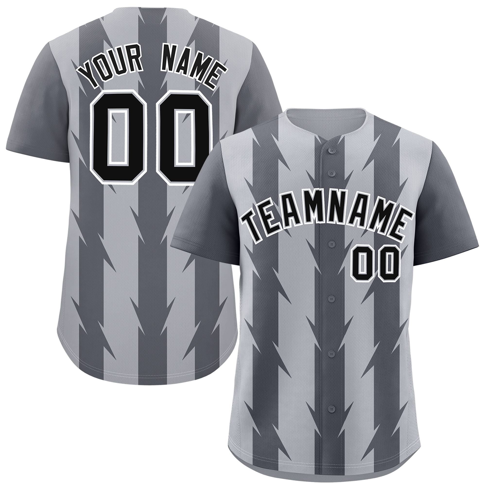 Custom Gray Dark Gray Raglan Sleeves Blade Pattern Authentic Baseball Jersey