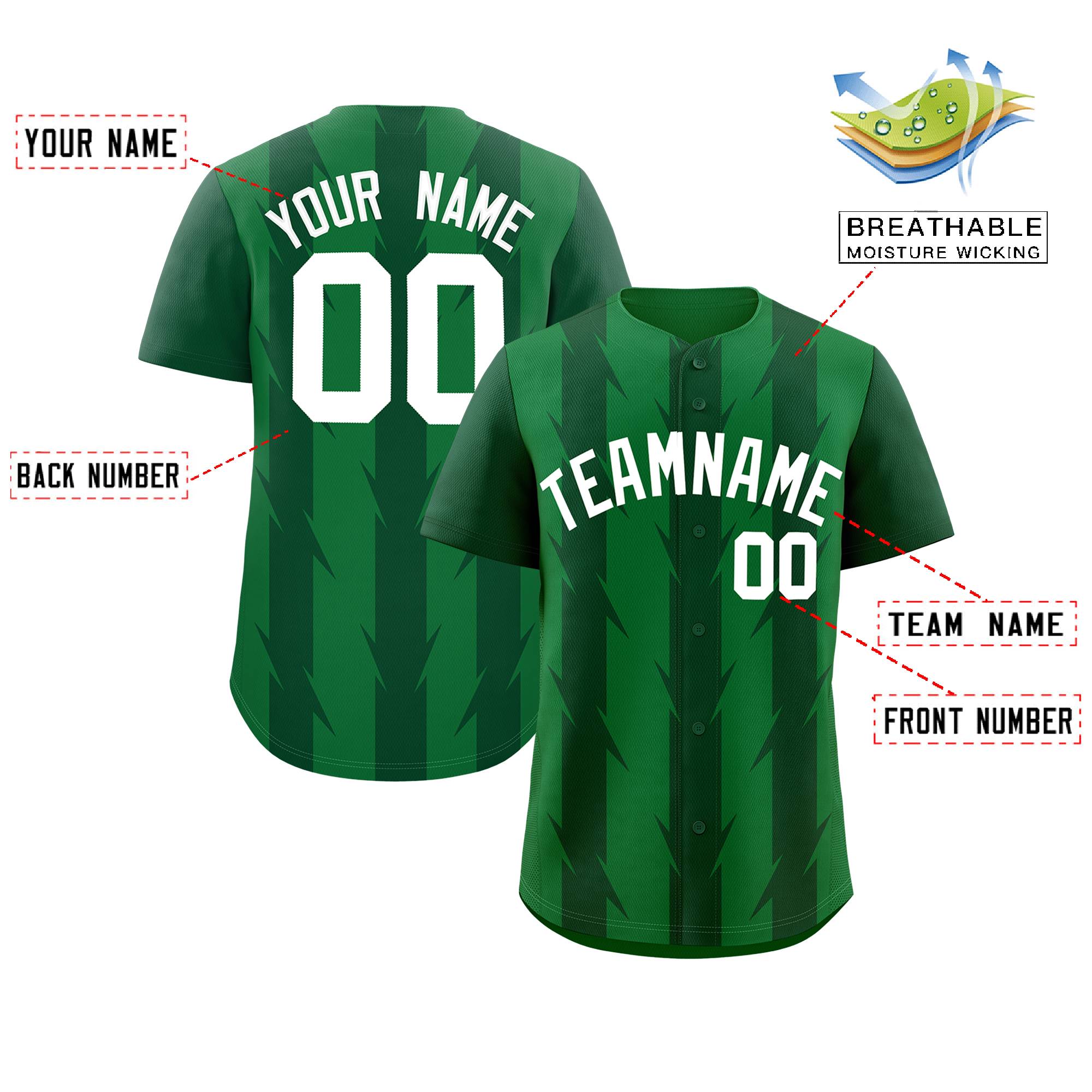 Custom Kelly Green Green Raglan Sleeves Blade Pattern Authentic Baseball Jersey