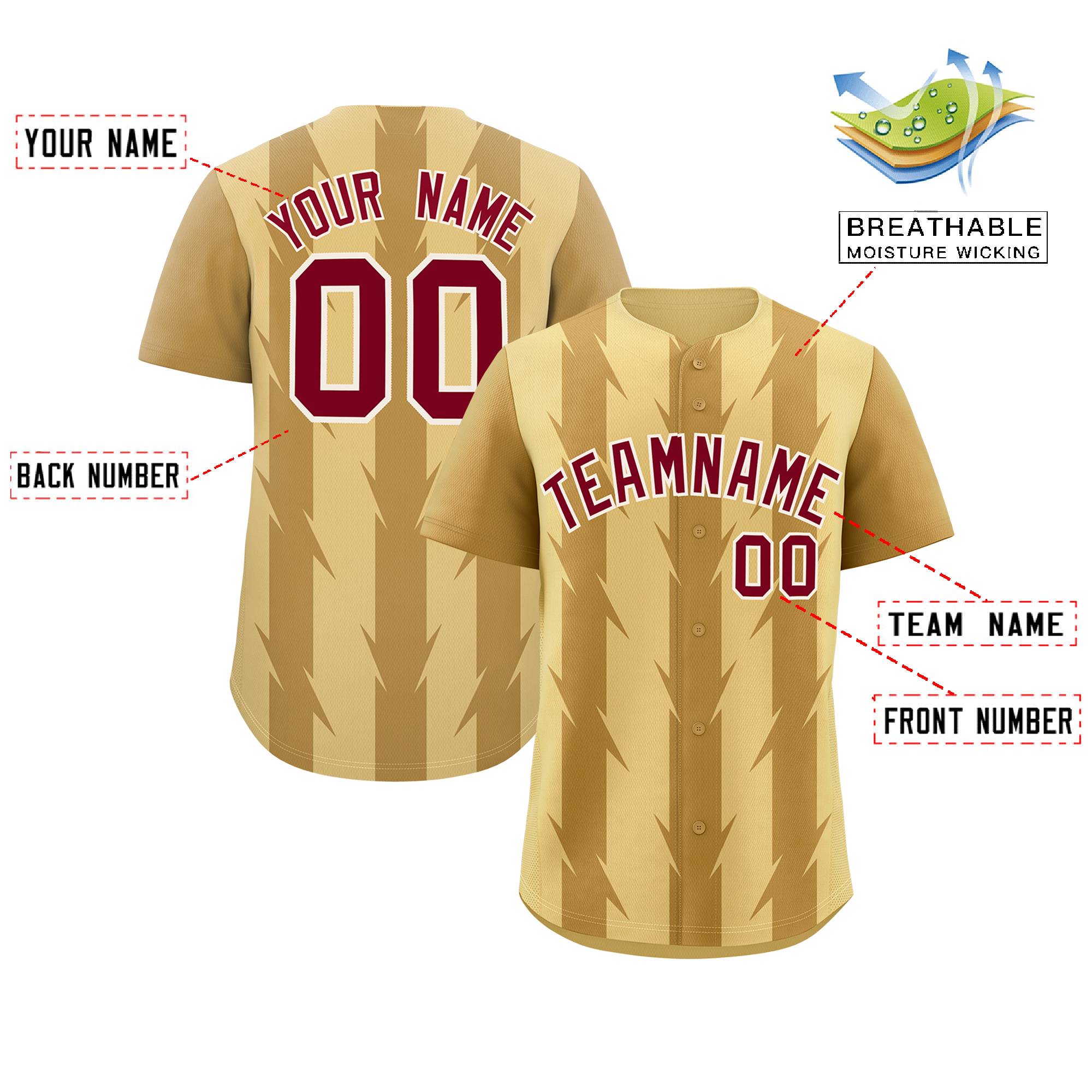 Custom Khaki Old Gold Raglan Sleeves Blade Pattern Authentic Baseball Jersey