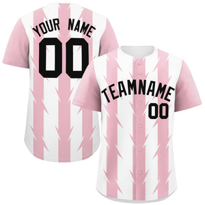 Custom White Light Pink Raglan Sleeves Blade Pattern Authentic Baseball Jersey