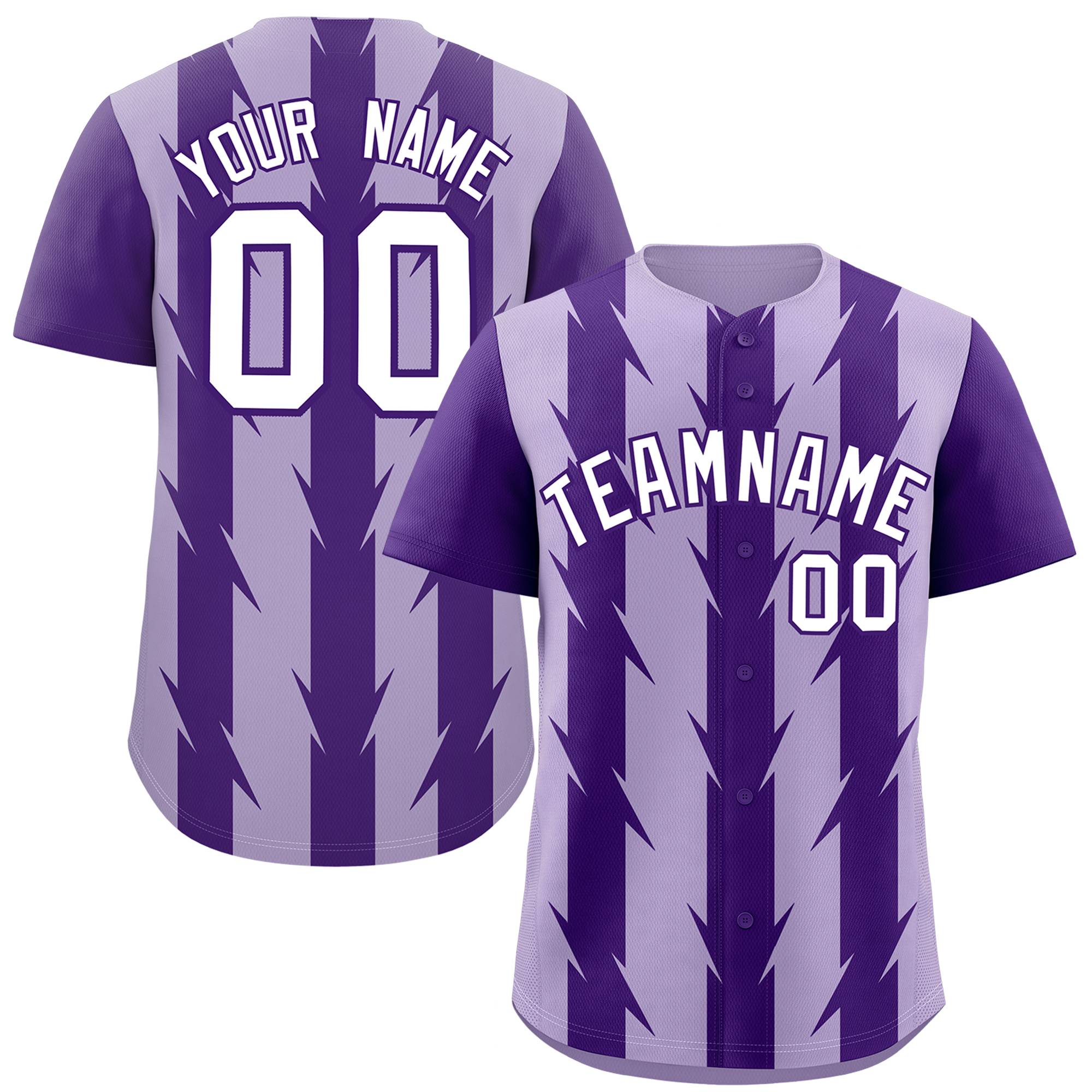 Custom Light Purple Purple Raglan Sleeves Blade Pattern Authentic Baseball Jersey