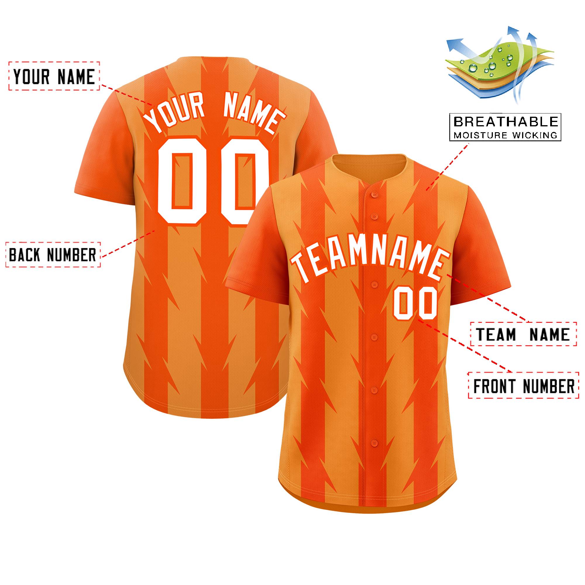 Custom Pale Orange Orange Raglan Sleeves Blade Pattern Authentic Baseball Jersey