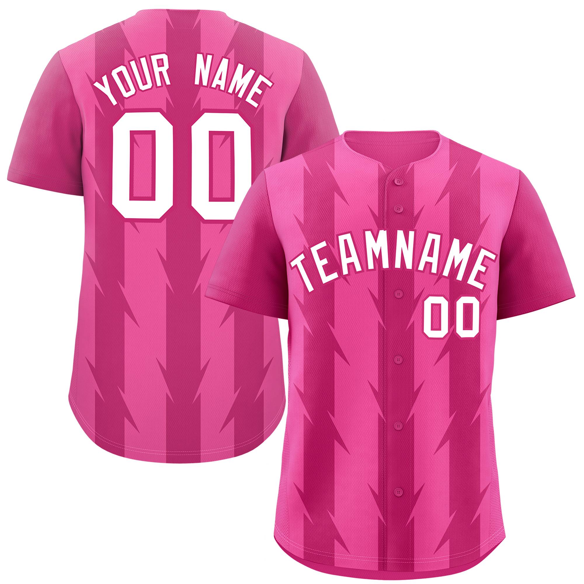 Custom Pink Rose Red Raglan Sleeves Blade Pattern Authentic Baseball Jersey