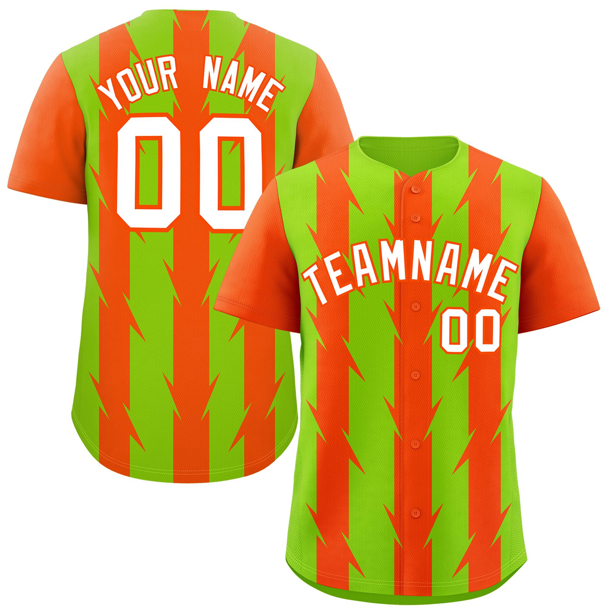 Custom Neon Green Orange Raglan Sleeves Blade Pattern Authentic Baseball Jersey