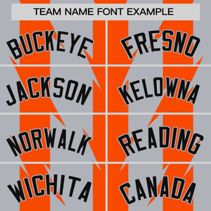 Custom Gray Orange Raglan Sleeves Blade Pattern Authentic Baseball Jersey