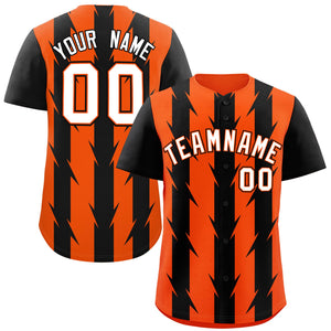 Custom Orange Black Raglan Sleeves Blade Pattern Authentic Baseball Jersey