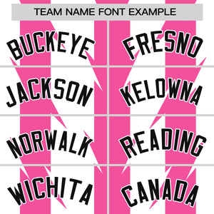 Custom White Pink Raglan Sleeves Blade Pattern Authentic Baseball Jersey