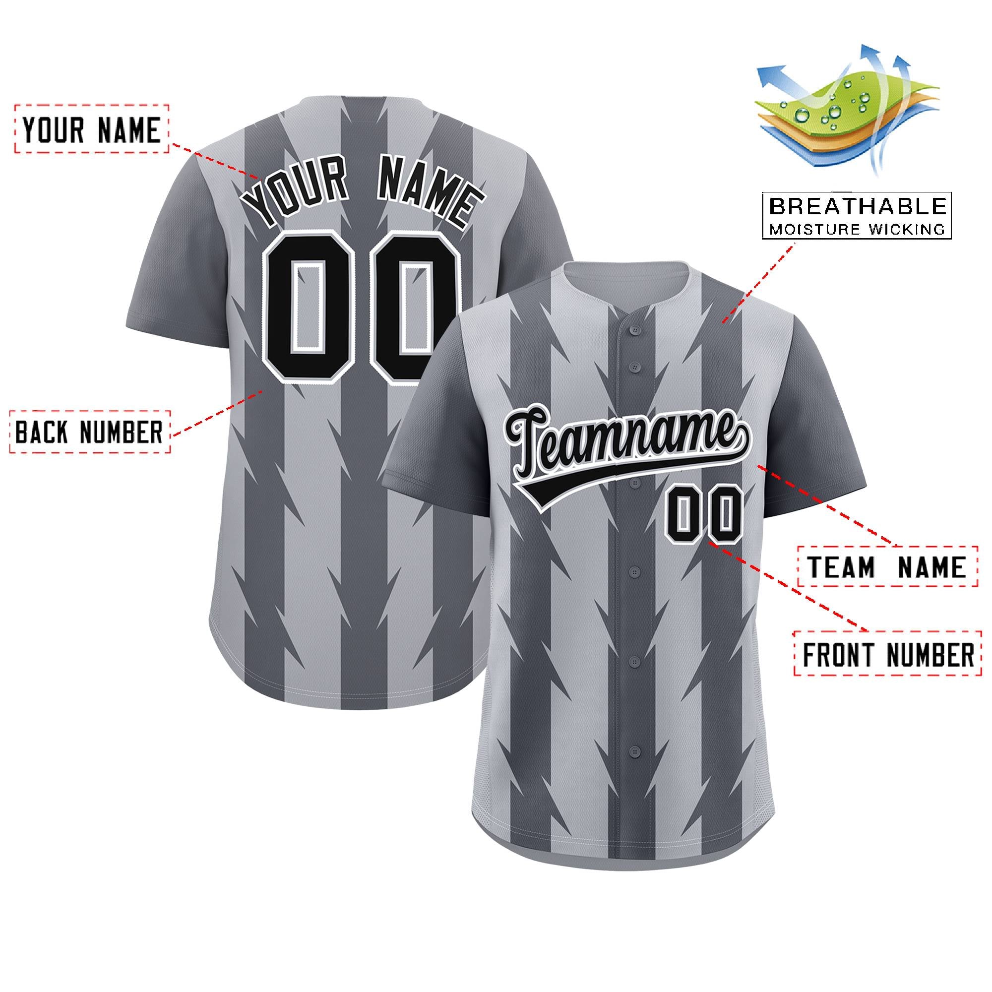 Custom Gray Dark Gray Raglan Sleeves Blade Pattern Authentic Baseball Jersey