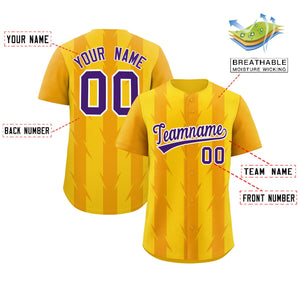 Custom Gold Yellow Raglan Sleeves Blade Pattern Authentic Baseball Jersey