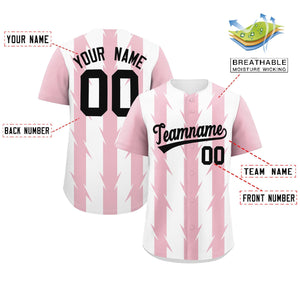 Custom White Light Pink Raglan Sleeves Blade Pattern Authentic Baseball Jersey