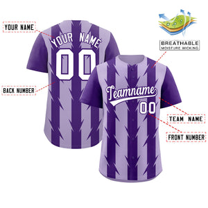 Custom Light Purple Purple Raglan Sleeves Blade Pattern Authentic Baseball Jersey