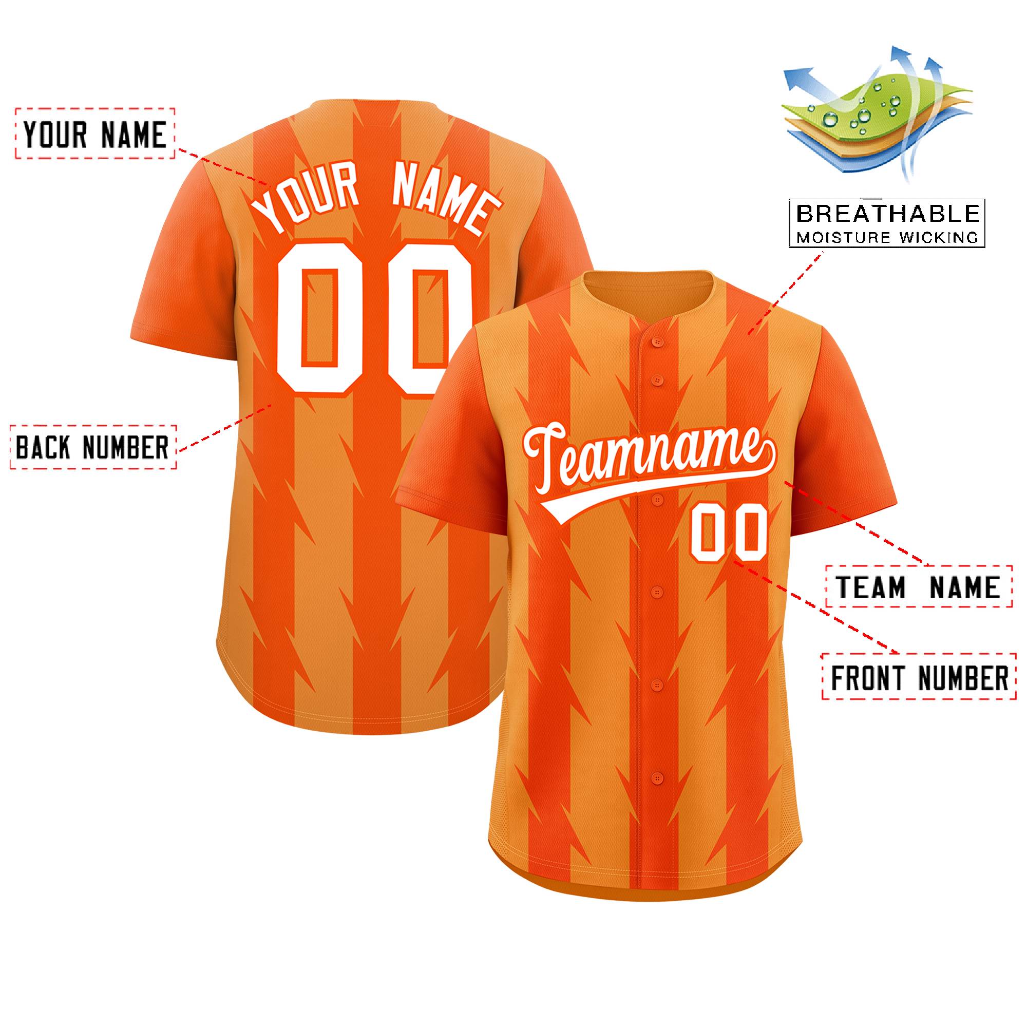 Custom Pale Orange Orange Raglan Sleeves Blade Pattern Authentic Baseball Jersey