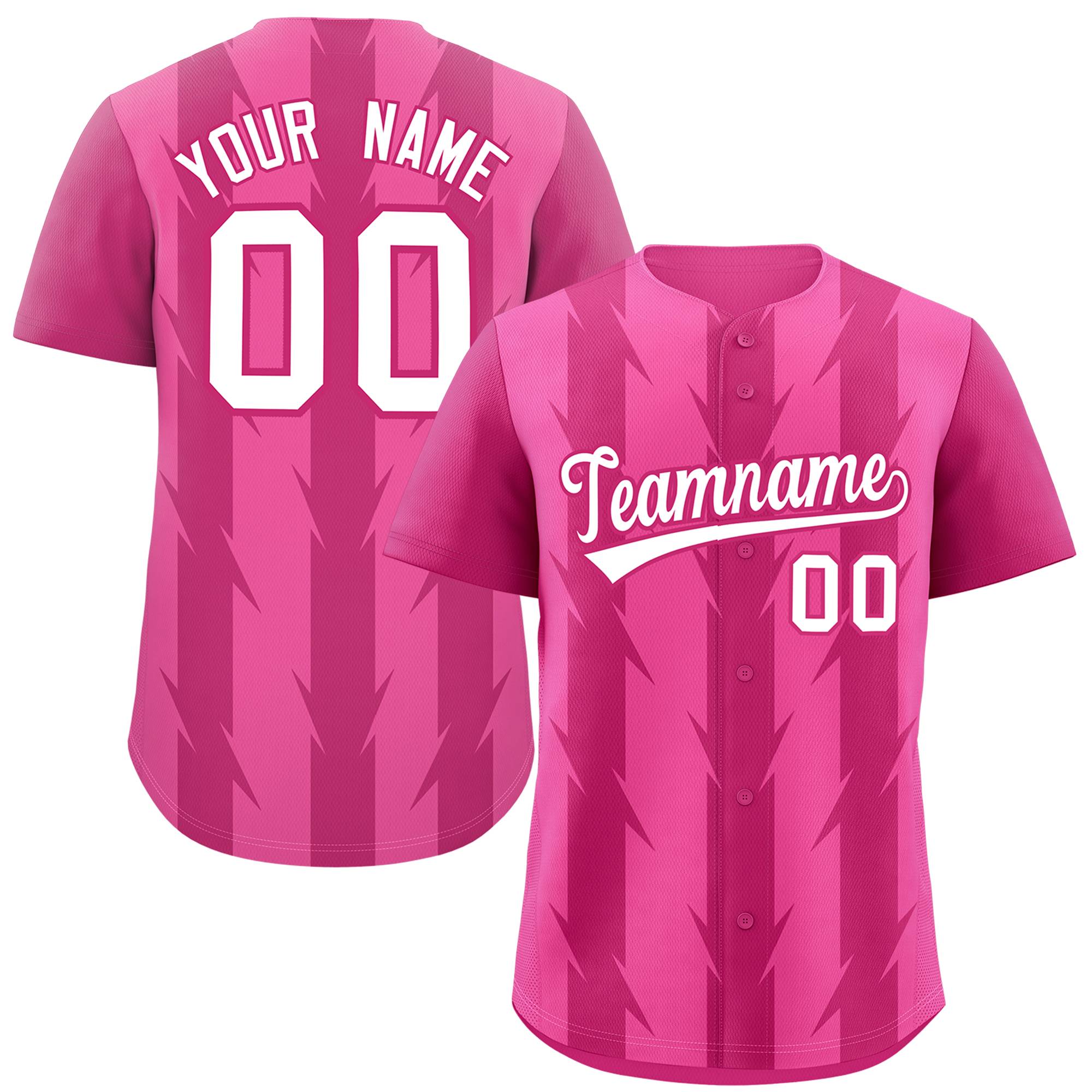 Custom Pink Rose Red Raglan Sleeves Blade Pattern Authentic Baseball Jersey