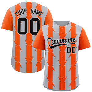 Custom Gray Orange Raglan Sleeves Blade Pattern Authentic Baseball Jersey