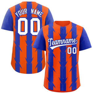 Custom Orange Royal Raglan Sleeves Blade Pattern Authentic Baseball Jersey