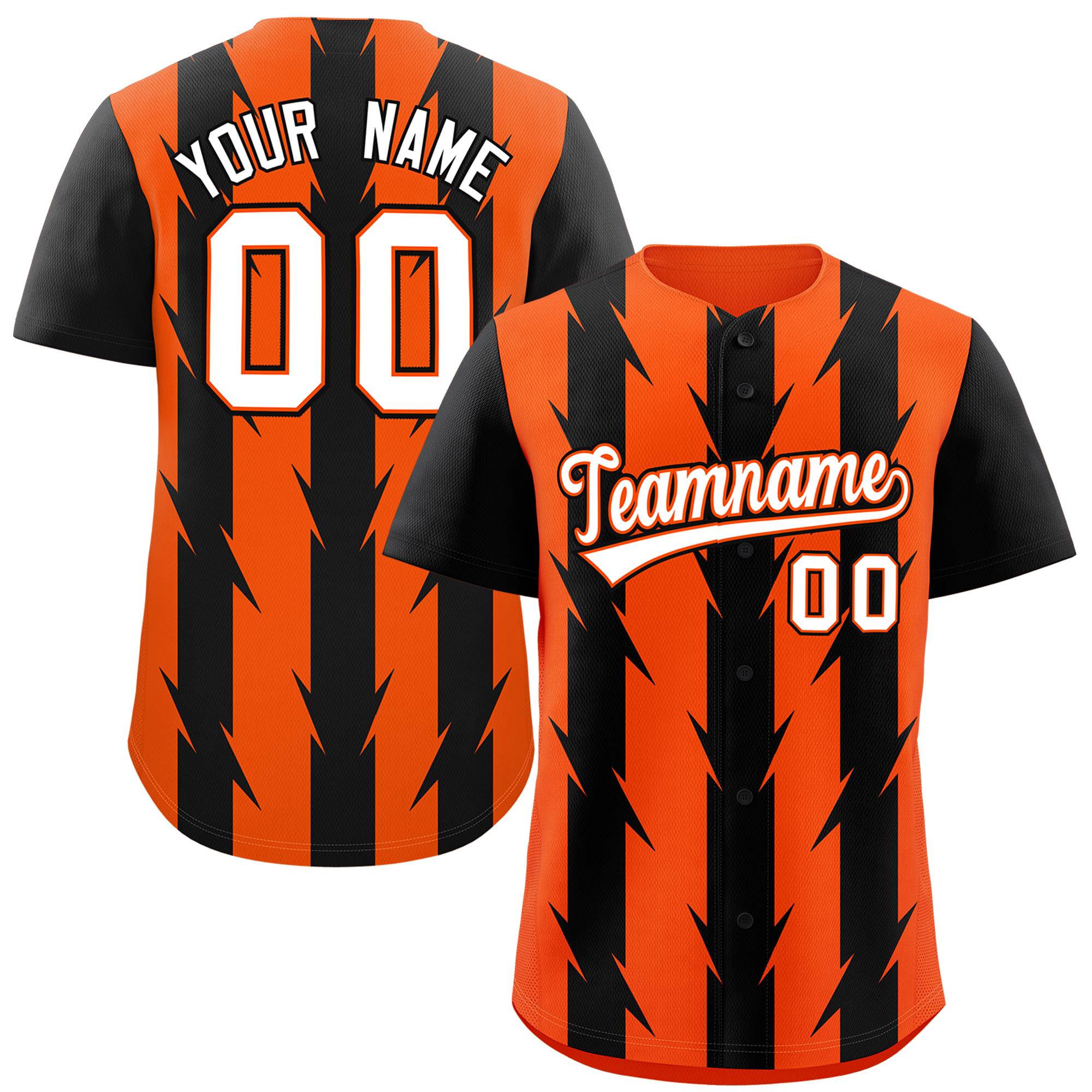 Custom Orange Black Raglan Sleeves Blade Pattern Authentic Baseball Jersey