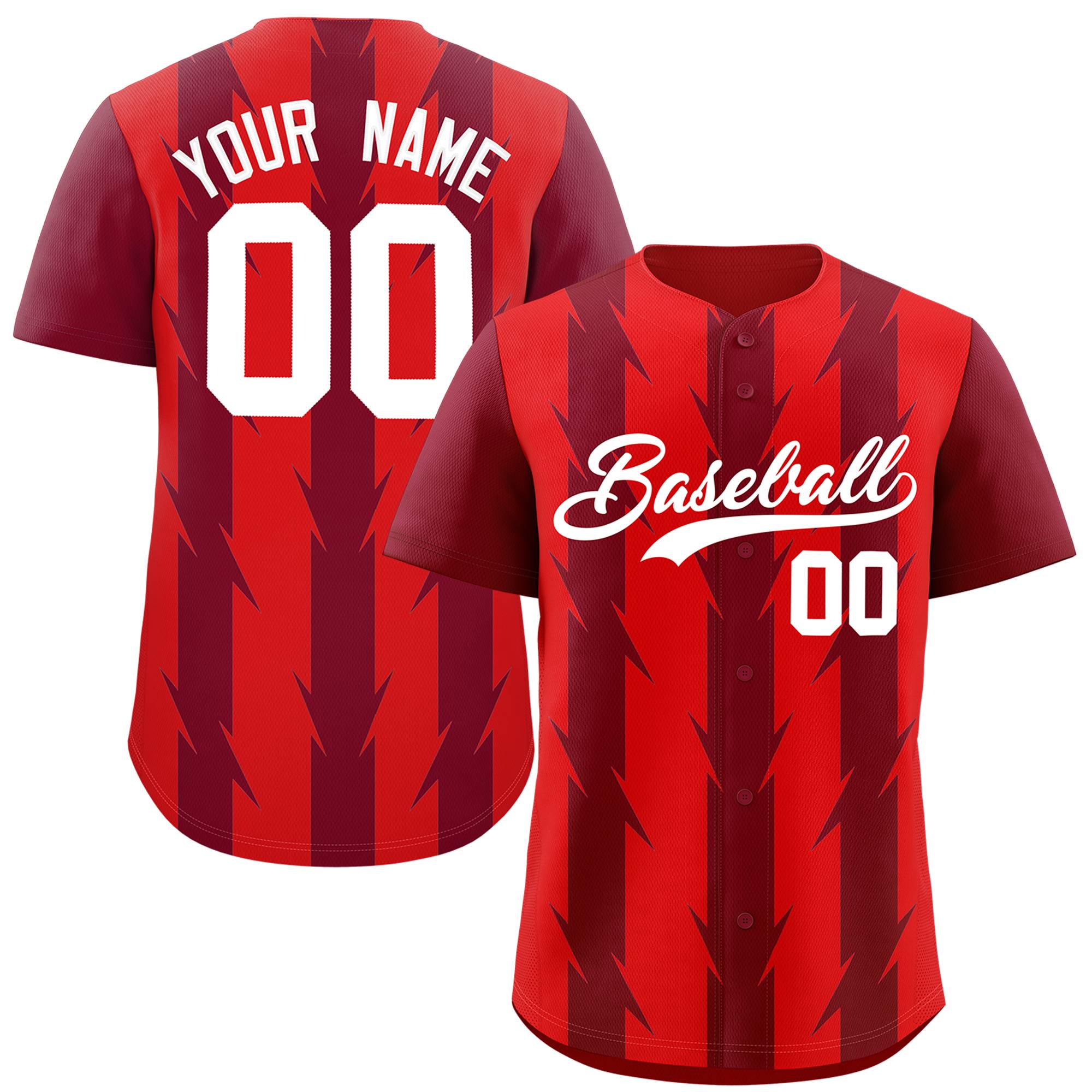 Custom Red Crimson Raglan Sleeves Blade Pattern Authentic Baseball Jersey