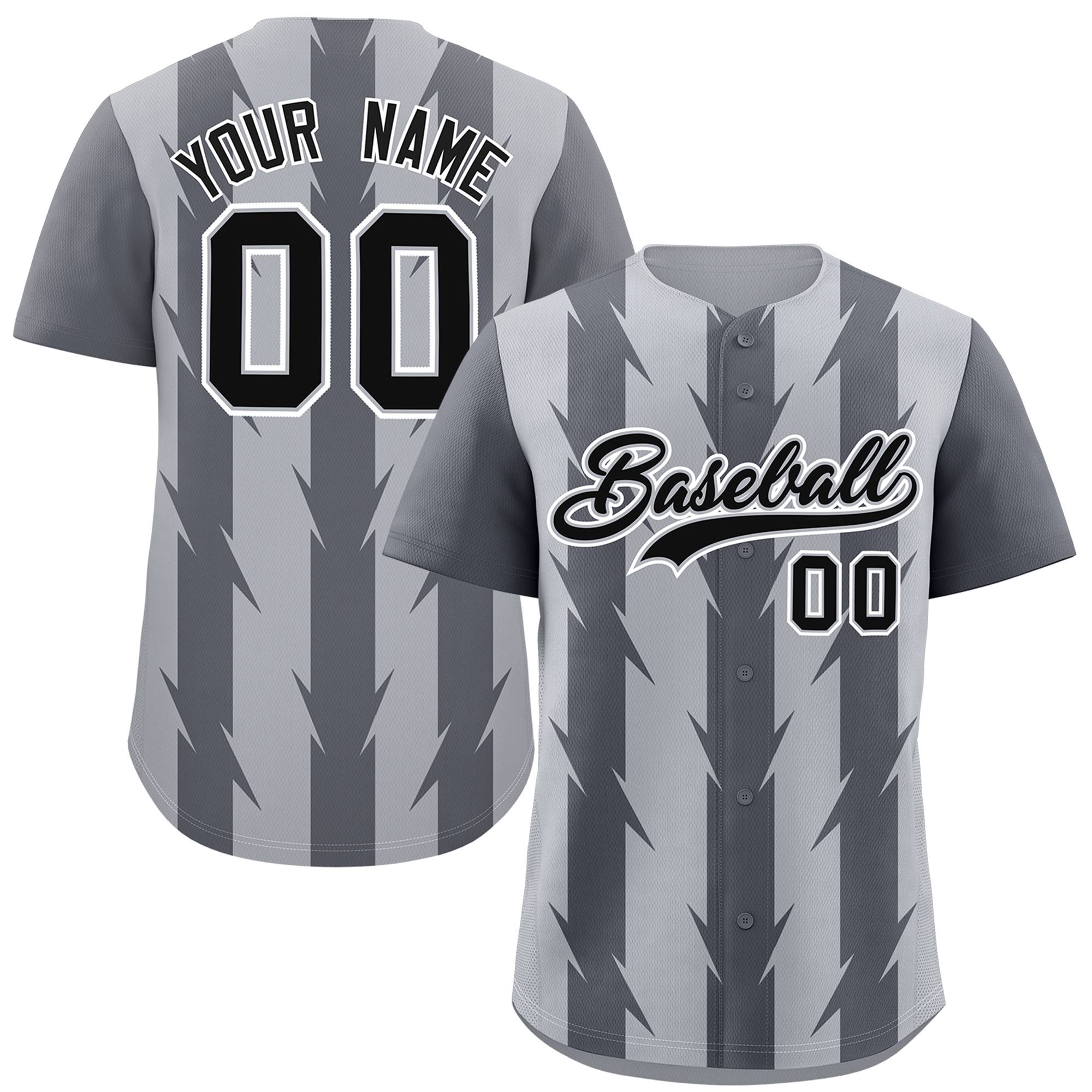 Custom Gray Dark Gray Raglan Sleeves Blade Pattern Authentic Baseball Jersey