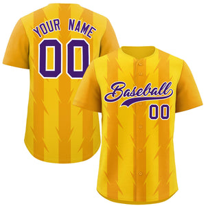 Custom Gold Yellow Raglan Sleeves Blade Pattern Authentic Baseball Jersey