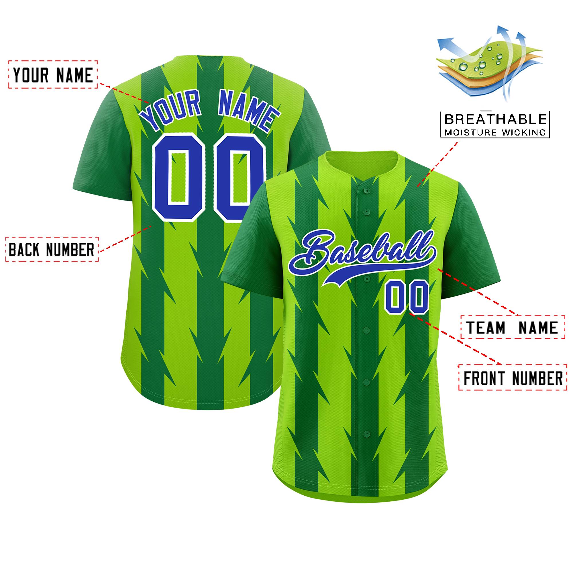 Custom Neon Green Kelly Green Raglan Sleeves Blade Pattern Authentic Baseball Jersey