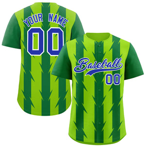 Custom Neon Green Kelly Green Raglan Sleeves Blade Pattern Authentic Baseball Jersey